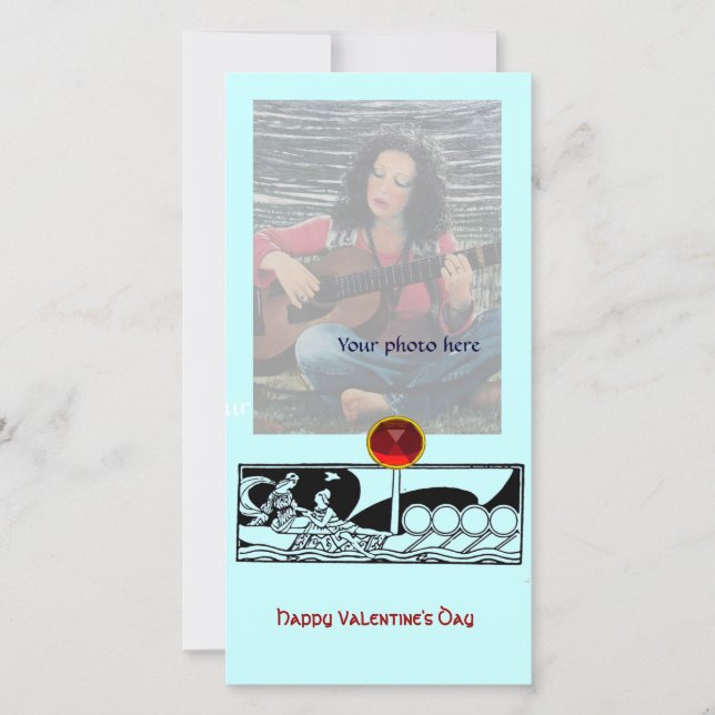 Cartes Pour Fêtes Annuelles NAVIRE ANTIQUE, AMATEURS Rouge Ruby Gem Noir Turqu (Devant)