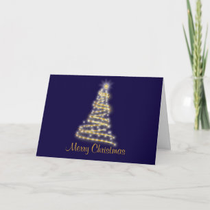 Cartes Pour Fêtes Annuelles Navy Blue background Gold Christmas Tree