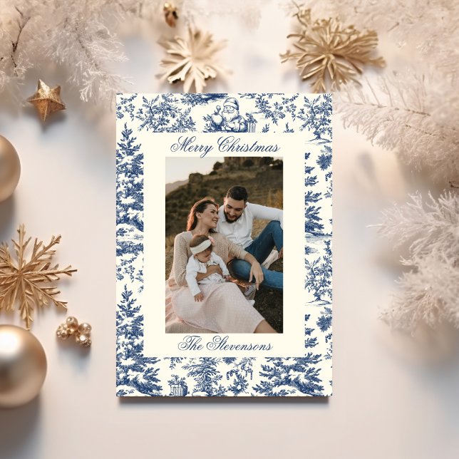 Cartes Pour Fêtes Annuelles Navy Chinoiserie Toile De Jouy Photo Christmas (Créateur téléchargé)