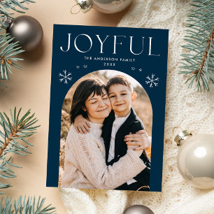 Cartes Pour Fêtes Annuelles Navy Joyful Snowflake Arch Photo