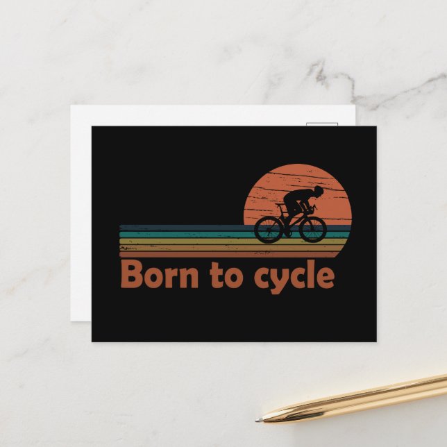 Cartes Pour Fêtes Annuelles Né à cycle vintage (Devant/Arrière en situation)