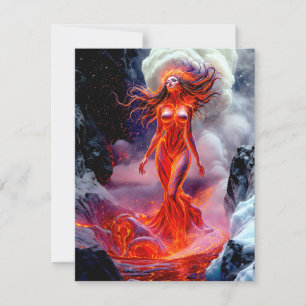 Cartes Pour Fêtes Annuelles "Né de l'enfer" - Portrait de femme volcanique
