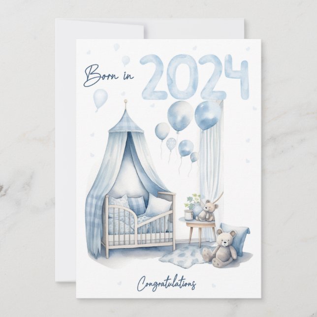 Cartes Pour Fêtes Annuelles Né en 2024 - Félicitations Nouveau Baby Boy Card (Devant)