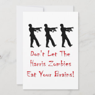 Cartes Pour Fêtes Annuelles Ne laissez pas les zombies Harris manger vos cerve
