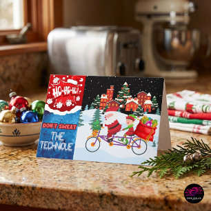 Cartes Pour Fêtes Annuelles Ne transpirez pas la technique Santa Bicyclette No