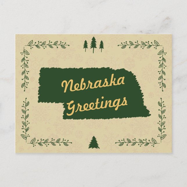 Cartes Pour Fêtes Annuelles Nebraska State Christmas Holiday Salutations (Devant)