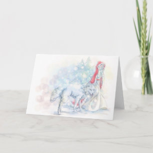 Cartes Pour Fêtes Annuelles Neige blanche et peu rouge