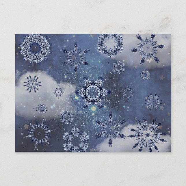 Cartes Pour Fêtes Annuelles Neige bleue (Devant)