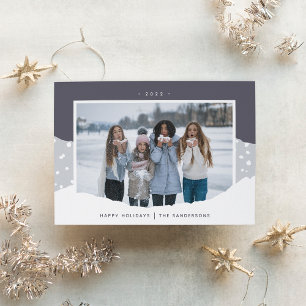 Cartes Pour Fêtes Annuelles Neige   Colorblock Horizontal