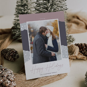 Cartes Pour Fêtes Annuelles Neige Colorblock Vertical