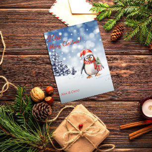 Cartes Pour Fêtes Annuelles Neige d'arbre de Noël pingouin
