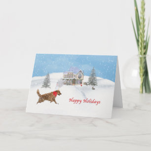 Cartes Pour Fêtes Annuelles Neige de chien et de Noël de golden retriever