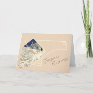 Cartes Pour Fêtes Annuelles Neige de l'église du Cerf à feuillage persistant