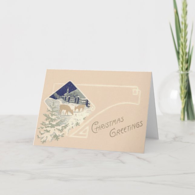 Cartes Pour Fêtes Annuelles Neige de l'église du Cerf à feuillage persistant (Devant)