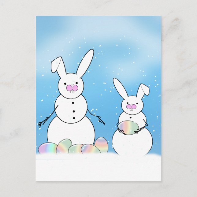Cartes Pour Fêtes Annuelles Neige de Pâques Bunnies Neige (Devant)