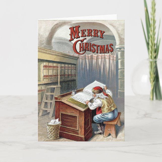 Cartes Pour Fêtes Annuelles Neige de William Roger - Père Noël vérifie sa (Devant)