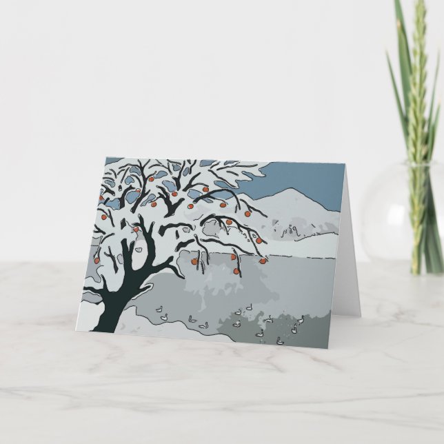 Cartes Pour Fêtes Annuelles Neige et Montagne japonaise (Devant)