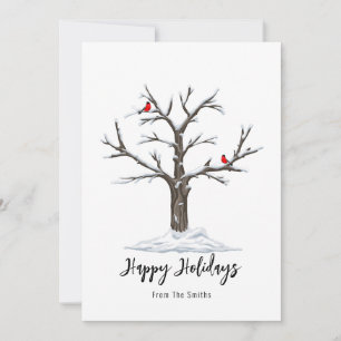 Cartes Pour Fêtes Annuelles Neige Et Oiseaux Rouges Noël Joyeux