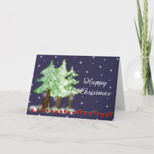 Cartes Pour Fêtes Annuelles Neige neigeuse Dusted Christmas Trees