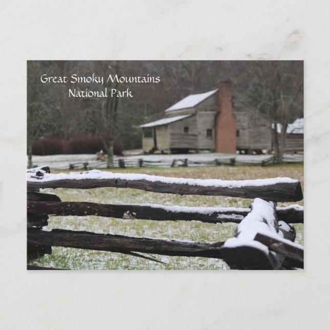 Cartes Pour Fêtes Annuelles Neige Smoky Mountain Cades Cove (Devant)