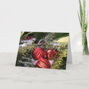 Cartes Pour Fêtes Annuelles Neige, verdure et étincelle rouge