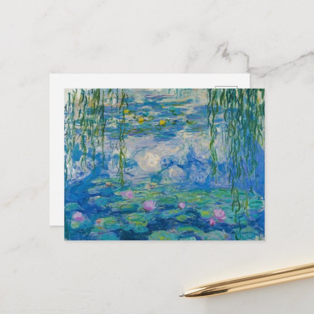 Cartes Pour Fêtes Annuelles Nénuphars par Claude Monet (Devant/Arrière en situation)