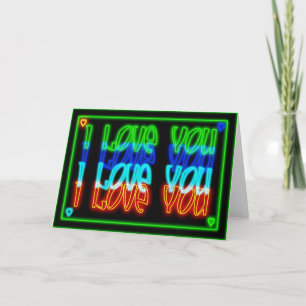 Cartes Pour Fêtes Annuelles Neon blanc I love You valentine's day card or love
