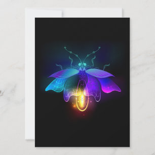 Cartes Pour Fêtes Annuelles Neon Firefly sur noir