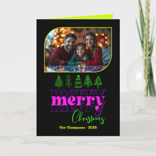 Cartes Pour Fêtes Annuelles Neon Glow Main tirée Joyeux Noël Photo