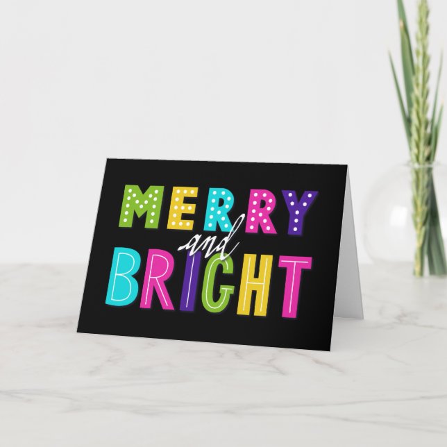 Cartes Pour Fêtes Annuelles Neon Merry et Bright (Devant)