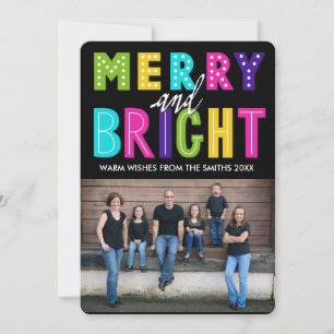 Cartes Pour Fêtes Annuelles Neon Merry et Bright