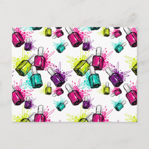 Cartes Pour Fêtes Annuelles Neon Nail Motif polonais