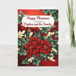 Cartes Pour Fêtes Annuelles Nephew et sa famille Poinsettias de Noël