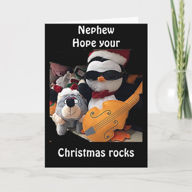 CARTES POUR FÊTES ANNUELLES **NEPHEW*** H0PE Y0UR NOËL "R0CKS" (Devant)
