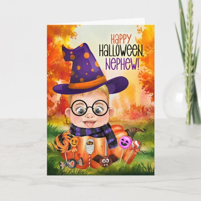 Cartes Pour Fêtes Annuelles Nephew Little Wizard Boy Citrouille pour Halloween (Devant)