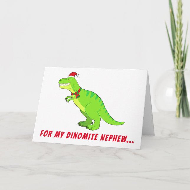 Cartes Pour Fêtes Annuelles Nephew : T-Rex à Santa Hat pour Noël ! (Devant)