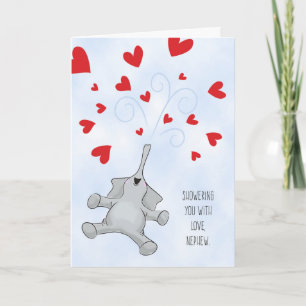 Cartes Pour Fêtes Annuelles Nephew Valentine's Day Elephant & Hearts