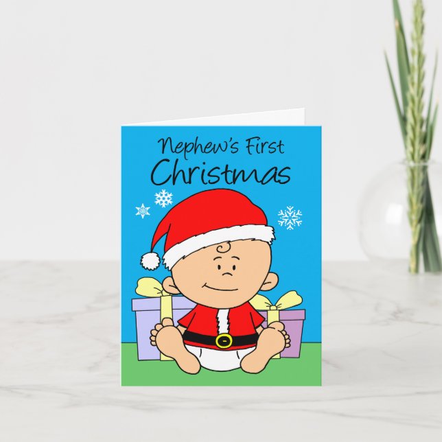 Cartes Pour Fêtes Annuelles Nephew's First Christmas Cute Little Père Noël (Devant)