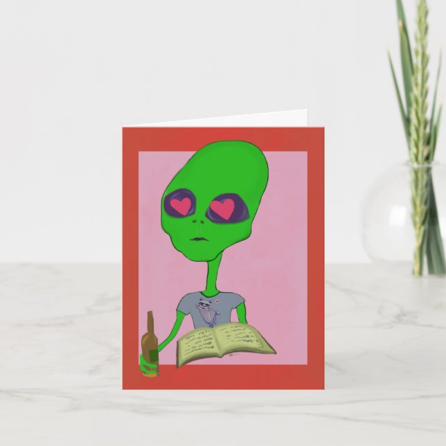 Cartes Pour Fêtes Annuelles Nerdy Alien dans Love Valentine's Day Card (Devant)