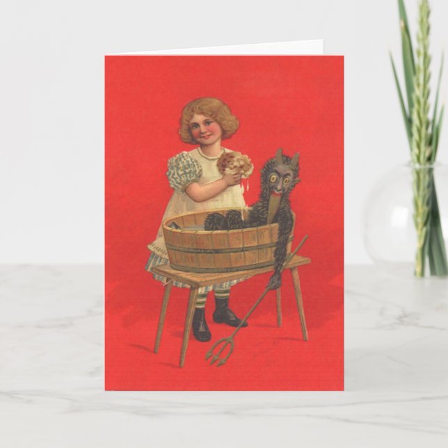 Cartes Pour Fêtes Annuelles Nettoyage des filles Krampus (Devant)