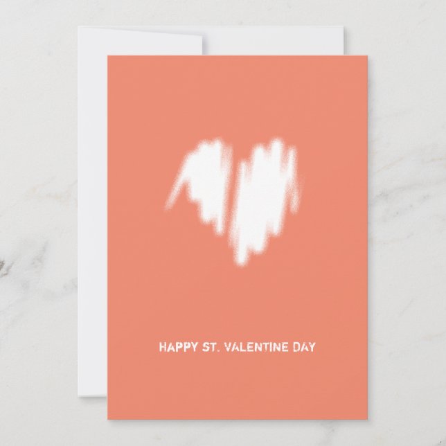 Cartes Pour Fêtes Annuelles Nettoyer Monochrome Moderne Coeur Blanc Code QR (Devant)