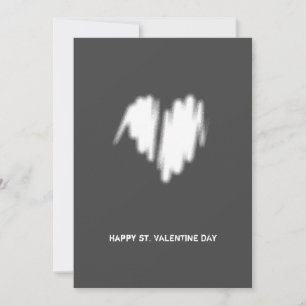 Cartes Pour Fêtes Annuelles Nettoyer Monochrome Moderne Coeur Blanc Code QR