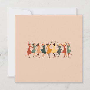 Cartes Pour Fêtes Annuelles Neuf Dames Dançant Découpage Rétro du Milieu du Si