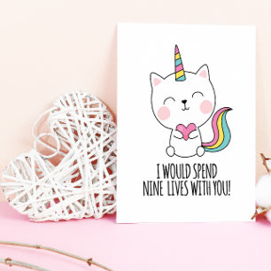 Cartes Pour Fêtes Annuelles Neuf Vies Catcorn Kawaii Saint Valentin