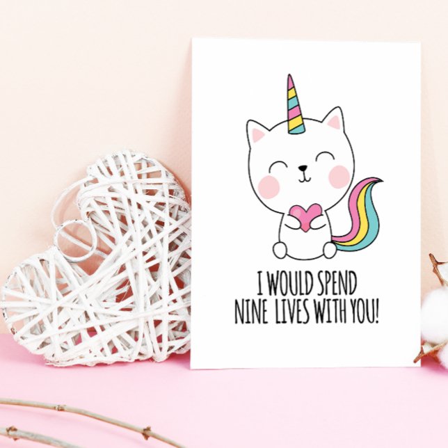 Cartes Pour Fêtes Annuelles Neuf Vies Catcorn Kawaii Saint Valentin (Everyday is Valentines Day here and there is no better card than this meowgical fantasy filled card.)