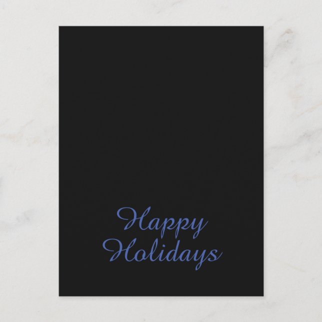 Cartes Pour Fêtes Annuelles Neutral Black & Blue Plain Elegant Happy Holidays (Devant)