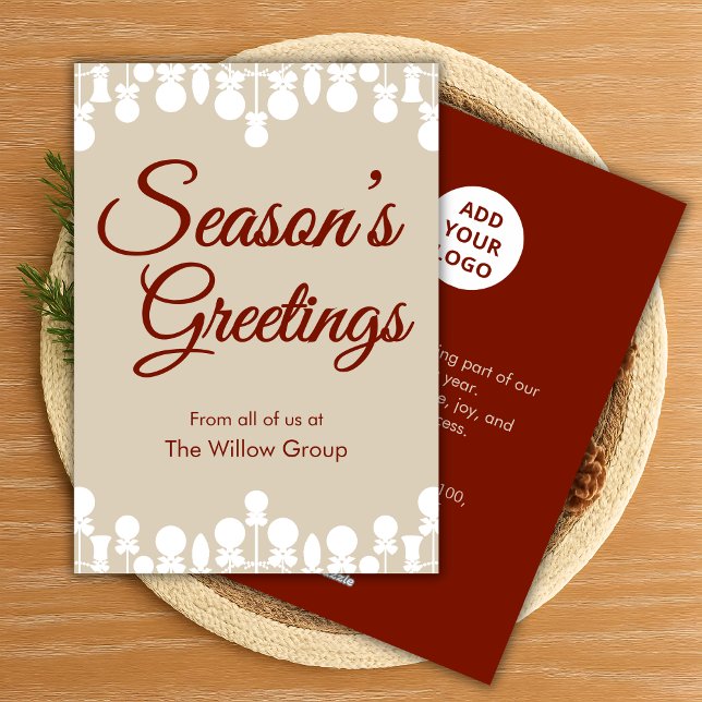 Cartes Pour Fêtes Annuelles Neutral Holiday Card | Custom Business Logo (Créateur téléchargé)