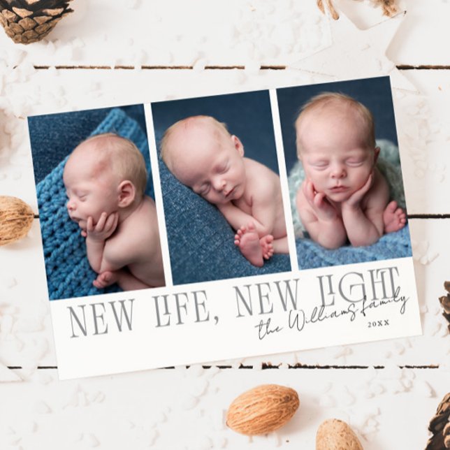 Cartes Pour Fêtes Annuelles New Life New Light White Birth Announcement (Créateur téléchargé)