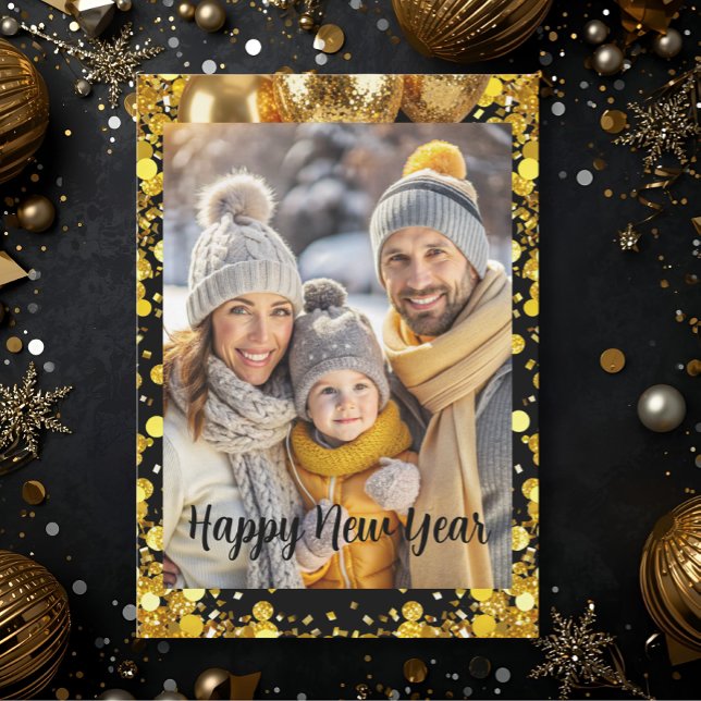 Cartes Pour Fêtes Annuelles New year Family Photo elegant  typography modern  (Créateur téléchargé)