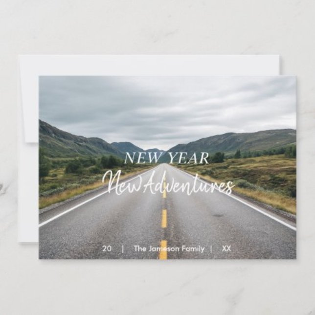Cartes Pour Fêtes Annuelles New Year New Adventures | Photo Folded (A modern New Year greeting card for fresh beginnings — clean, minimalist, and fully customizable.)